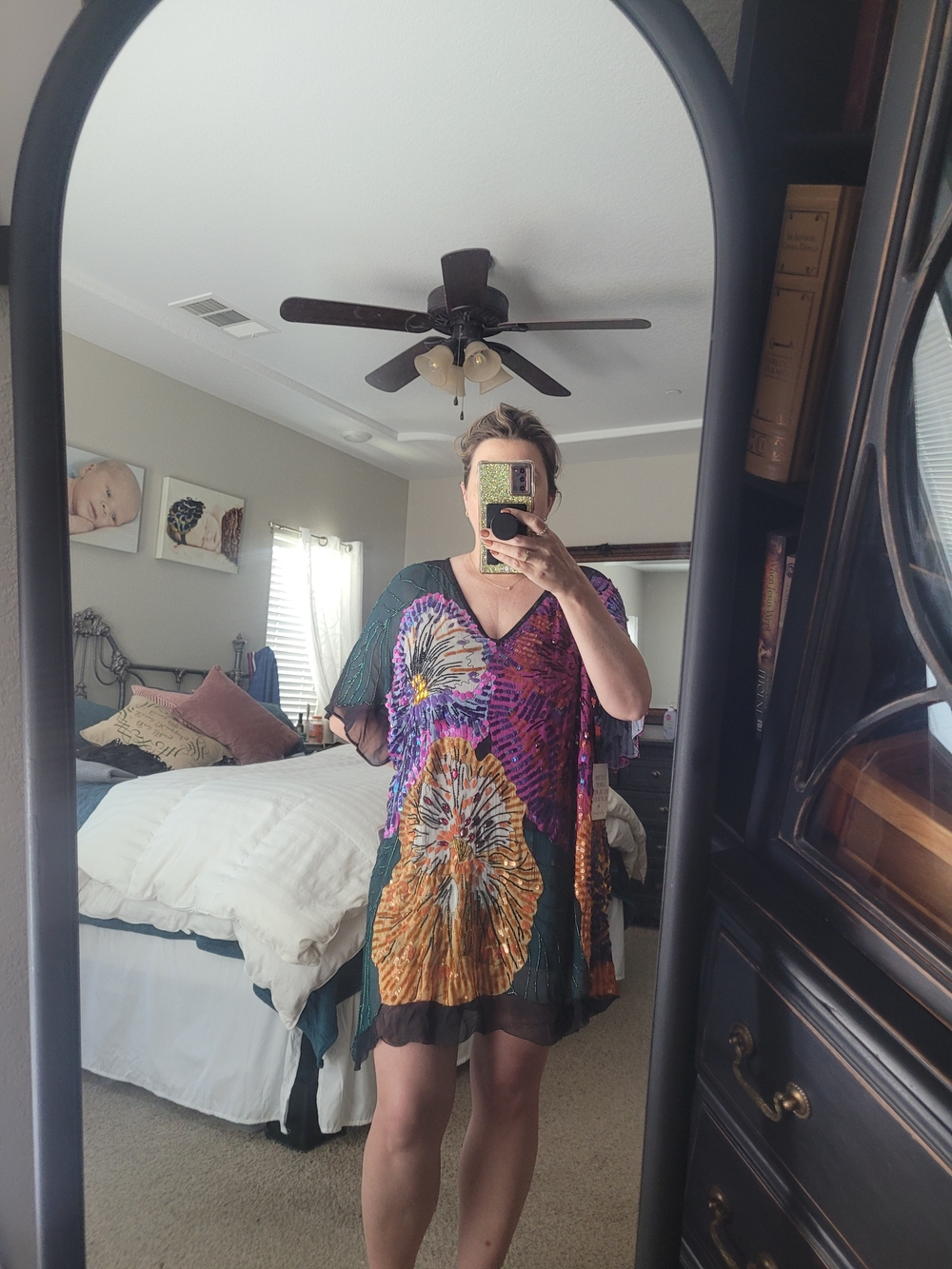 Free People Exploded Kaftan Mini-Dress Beaded - Picture 8 of 9